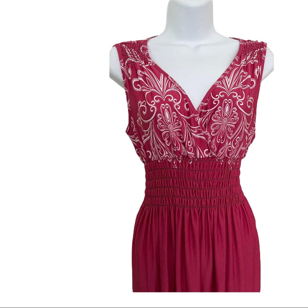 Dress Summer Maxi Sleeveless Smock Waist hot pink fashion choose your size - Picture 10 of 14